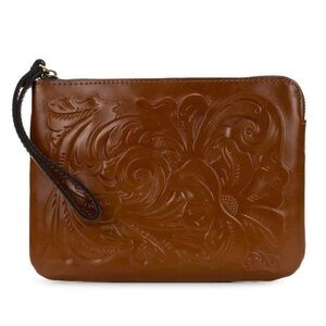 Patricia Nash Cassini Wristlet / Clutch Tooled Leather in Florence Brown